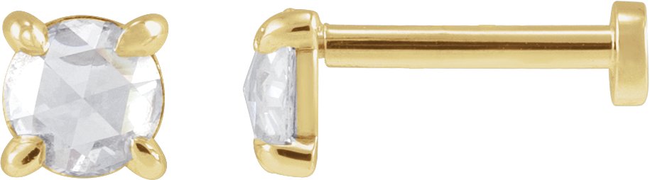 14K Yellow 1/8 CT Rose-Cut Natural Diamond Press Fit Back Stud Earring