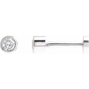 14K White .03 CT Natural Diamond Earring