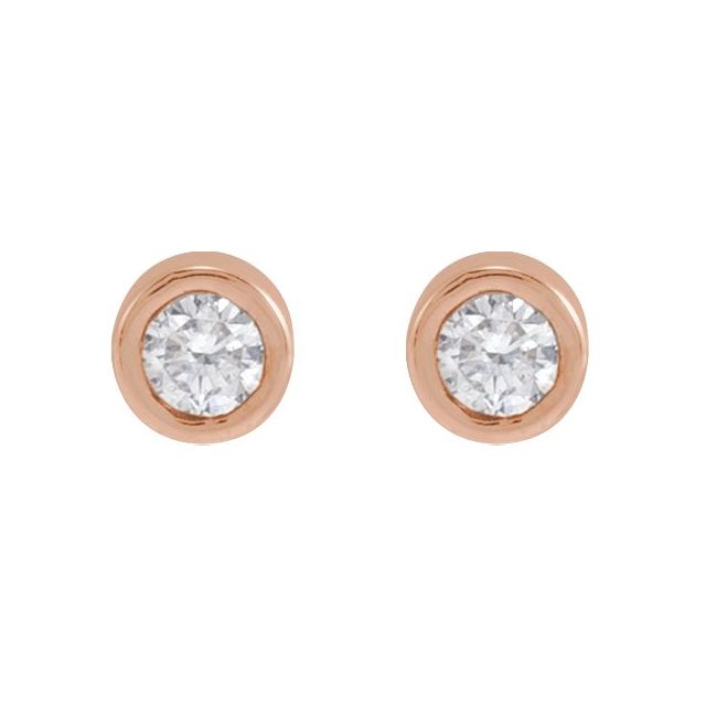 14K Rose .04 CT Natural Diamond Earring