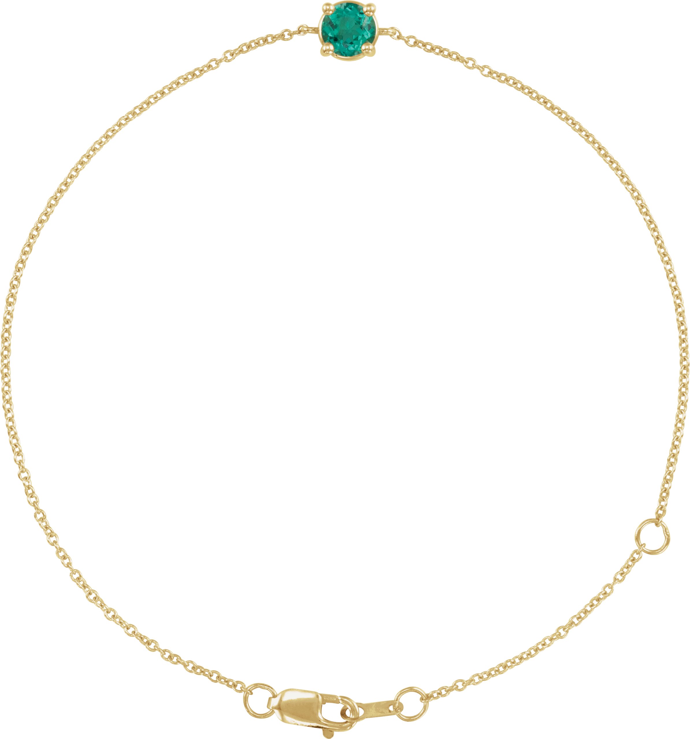 14K Yellow Lab-Grown Emerald  6 1/2-7-1/2 Bracelet