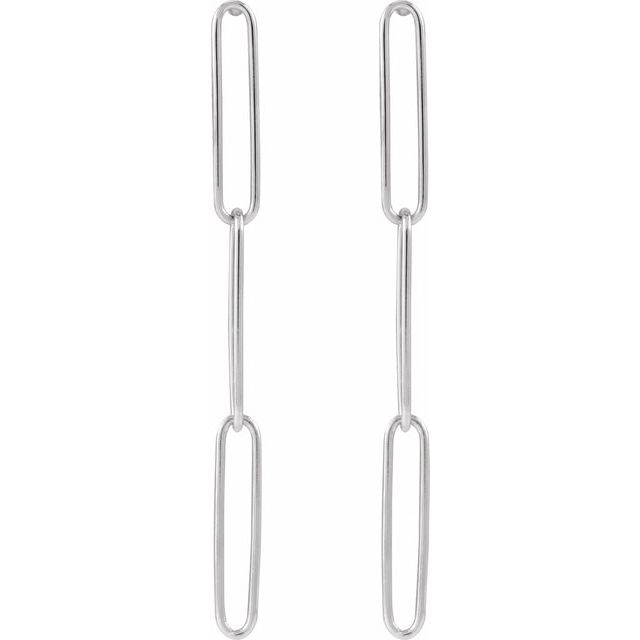 14K White Paperclip-Style Earrings