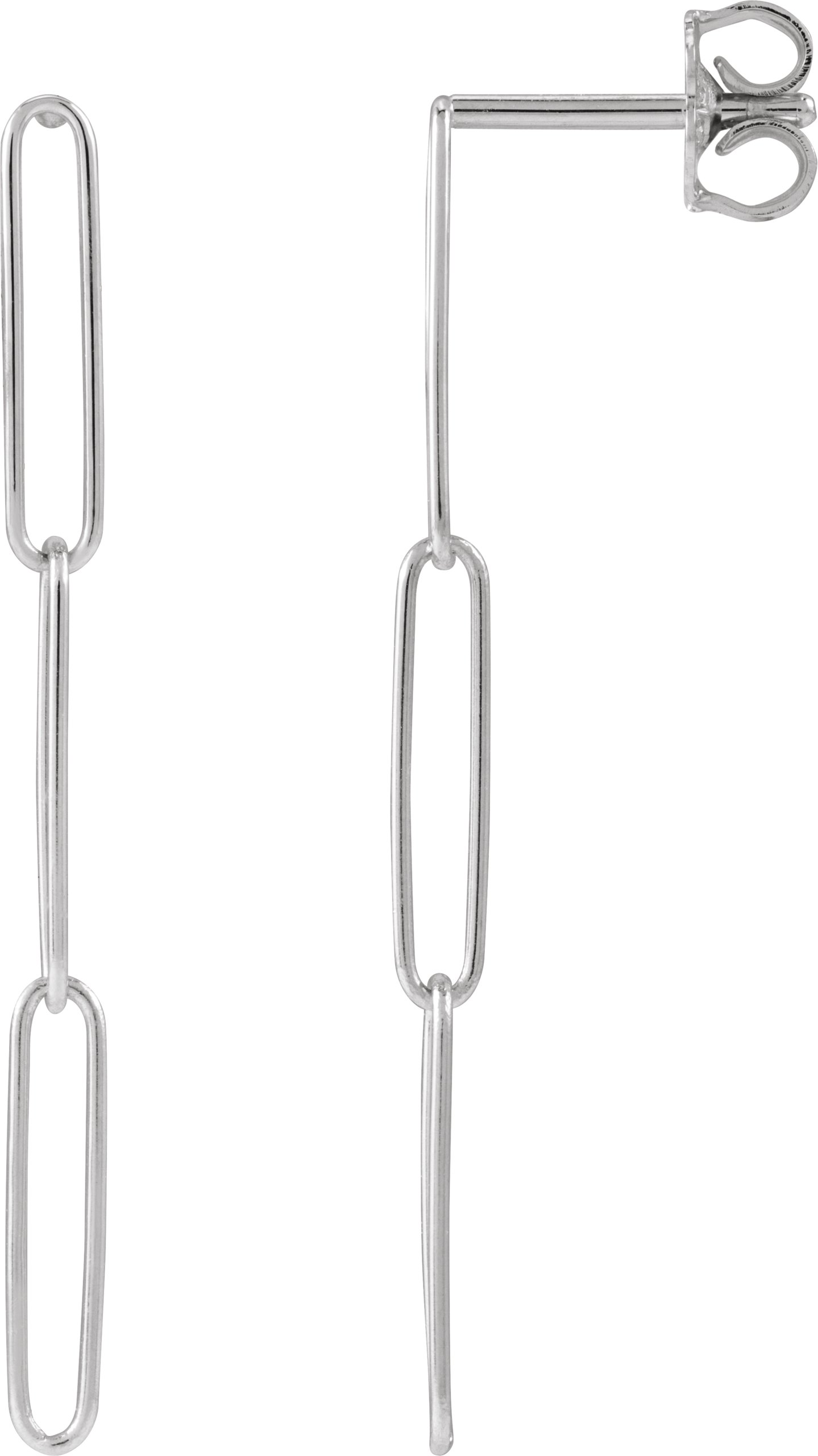 14K White Paperclip-Style Earrings