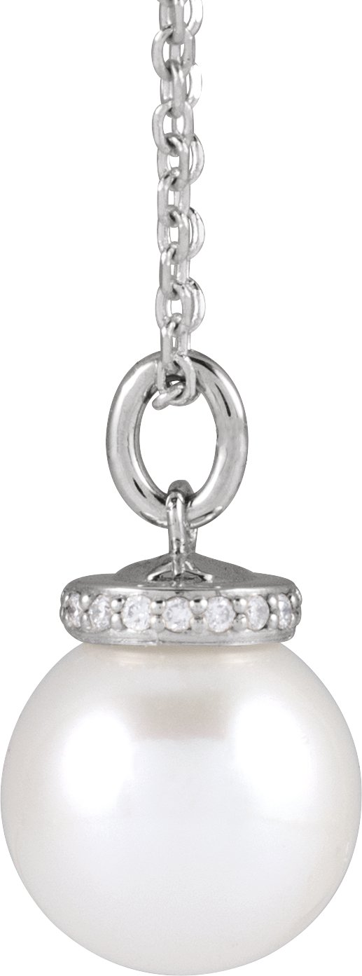 Alternative view of Hidden Halo-Style Pearl Necklace or Pendant