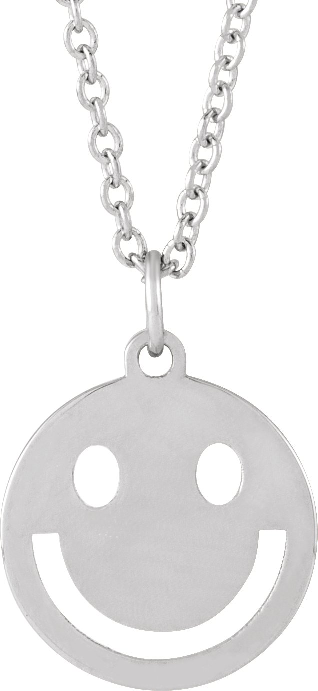 Sterling Silver Smiley Face 16-18" Necklace