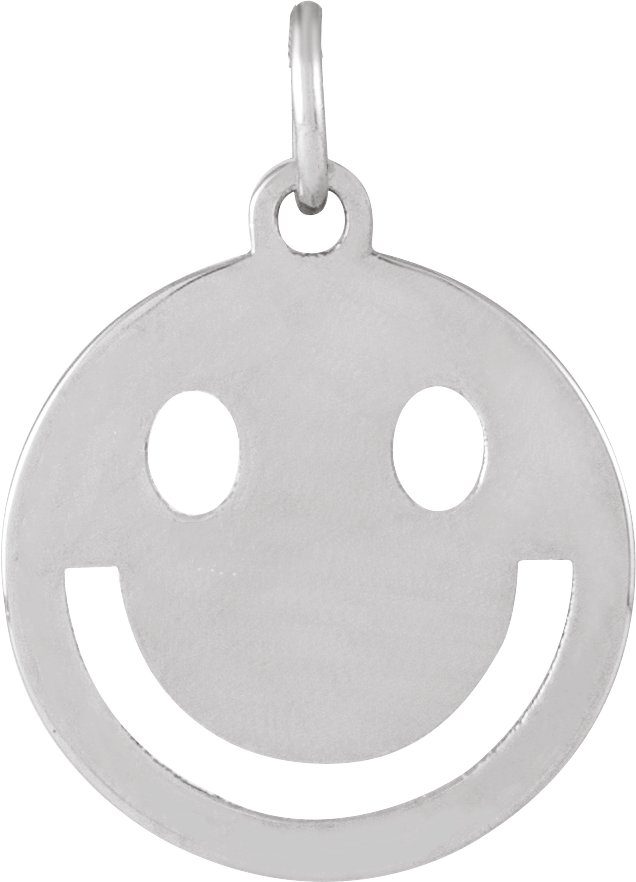 14K White Smiley Face Pendant