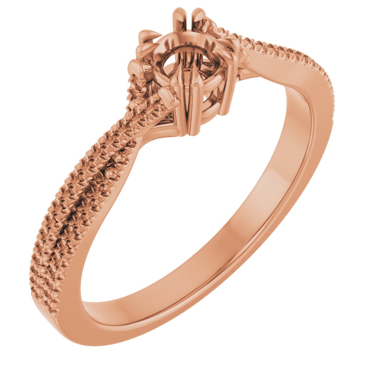 Double Claw-Prong Solitaire Criss-Cross Engagement Ring