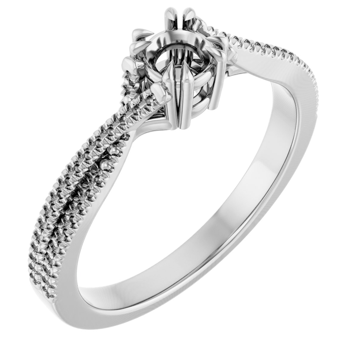 Double Claw-Prong Solitaire Criss-Cross Engagement Ring