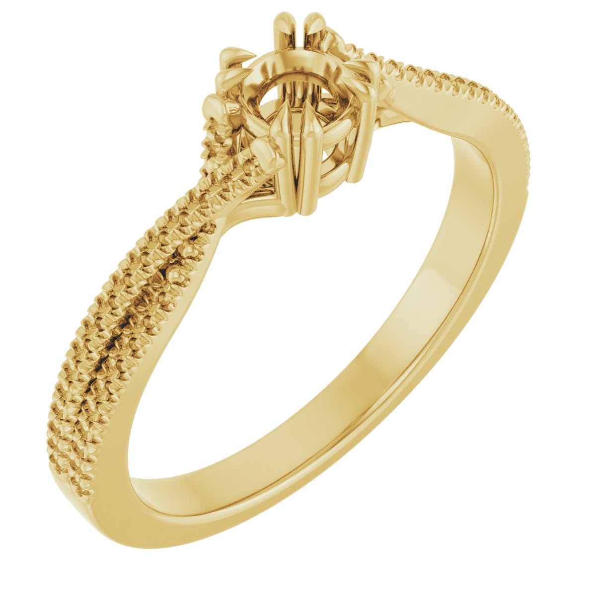 Double Claw-Prong Solitaire Criss-Cross Engagement Ring