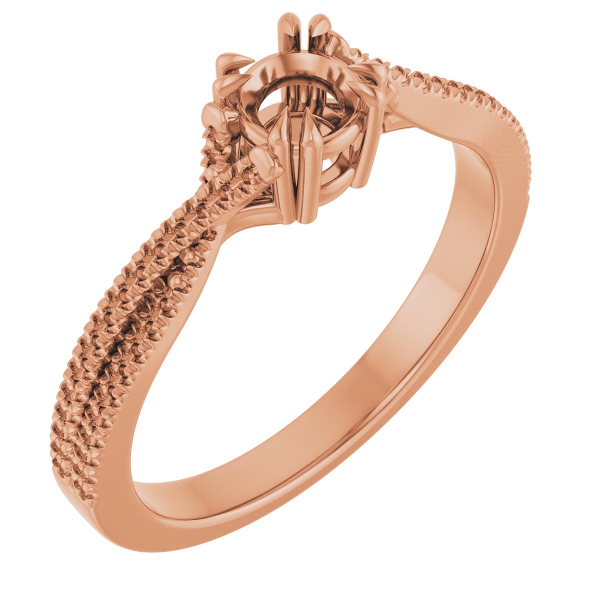 Double Claw-Prong Solitaire Criss-Cross Engagement Ring