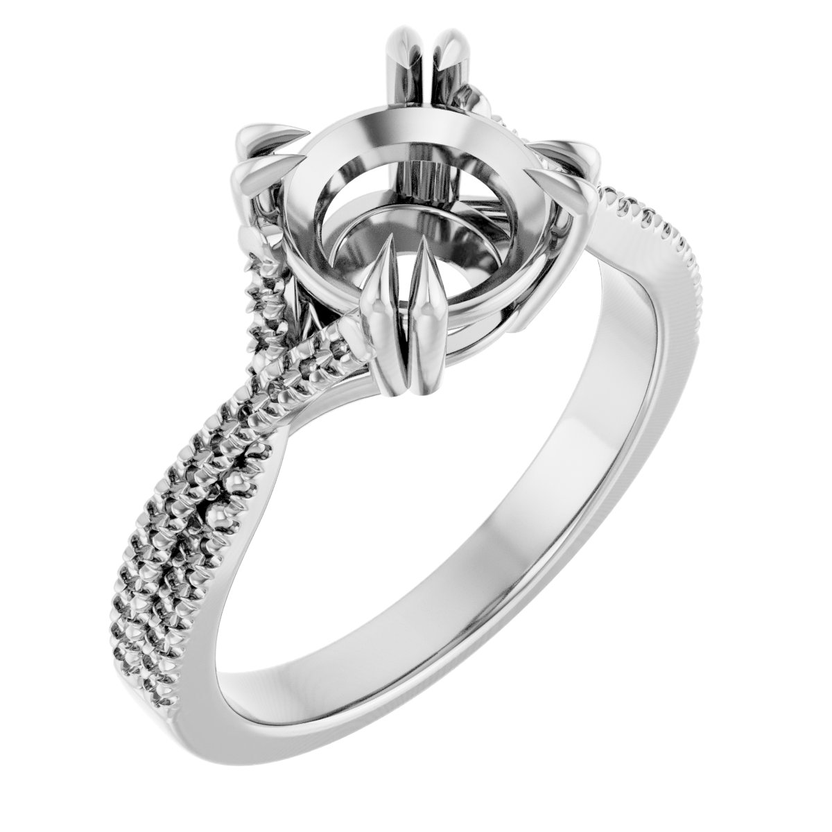 Double Claw-Prong Solitaire Criss-Cross Engagement Ring