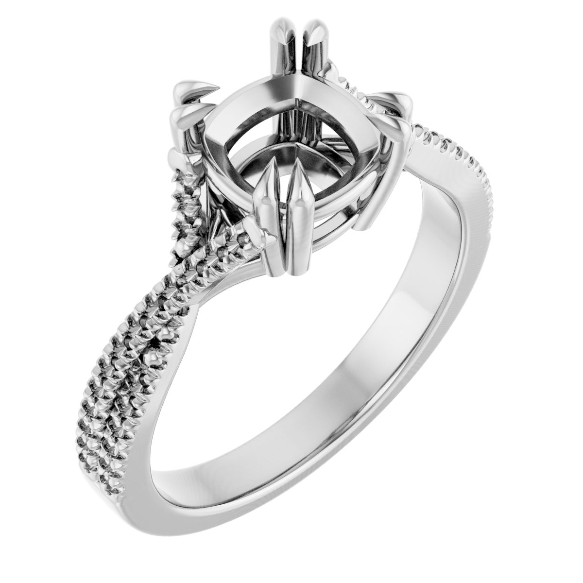Double Claw-Prong Solitaire Criss-Cross Engagement Ring