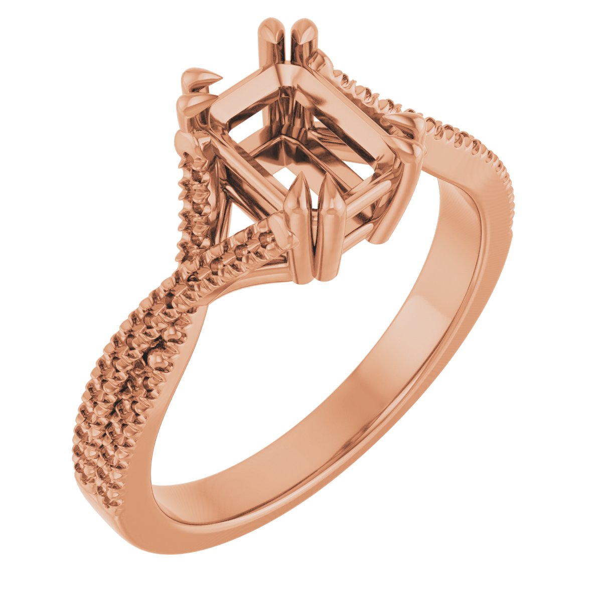Double Claw-Prong Solitaire Criss-Cross Engagement Ring
