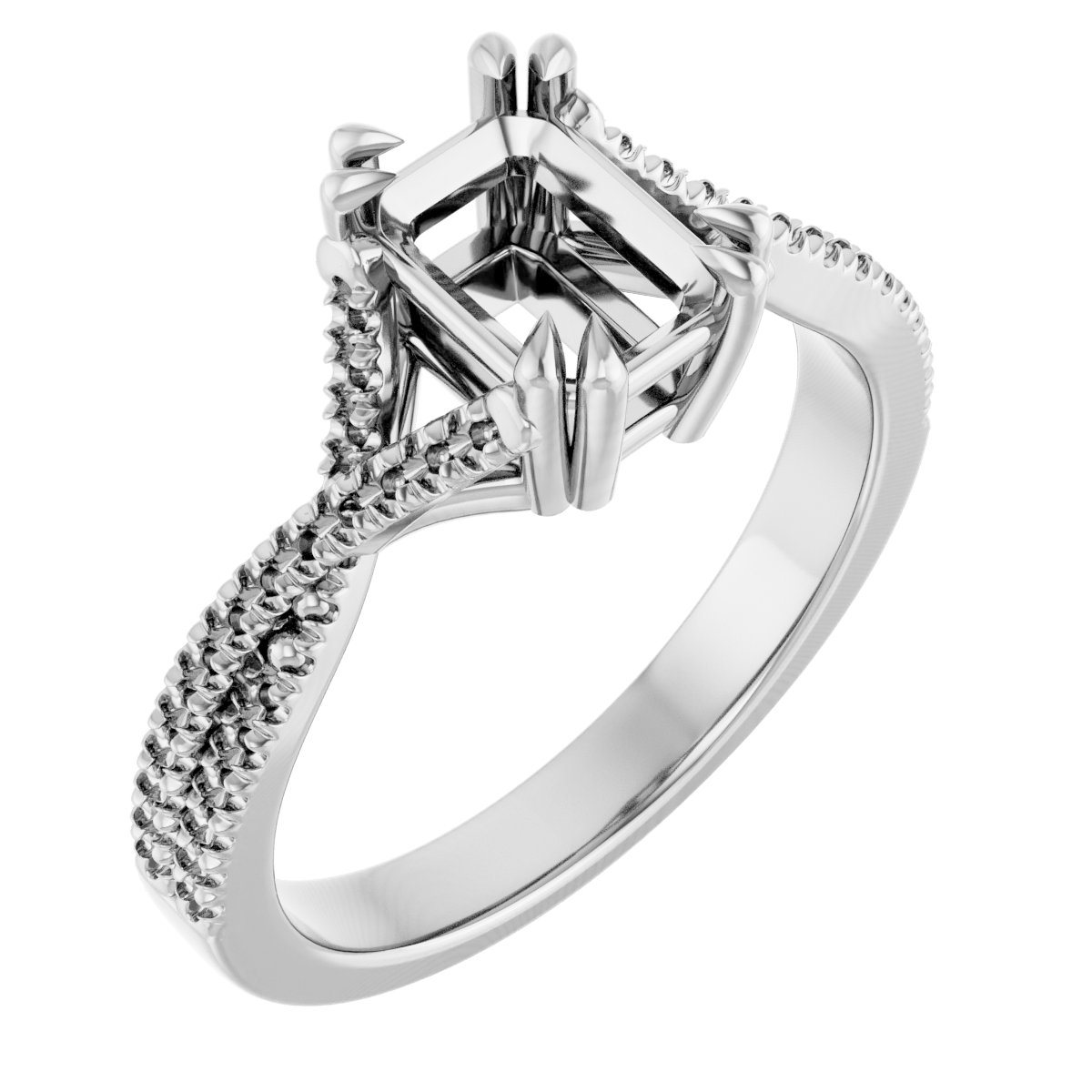 Double Claw-Prong Solitaire Criss-Cross Engagement Ring