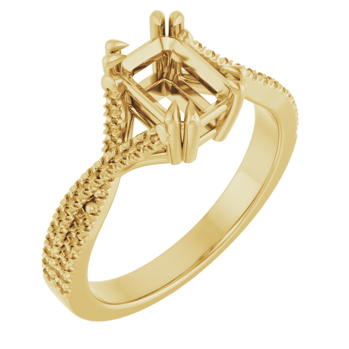 Double Claw-Prong Solitaire Criss-Cross Engagement Ring