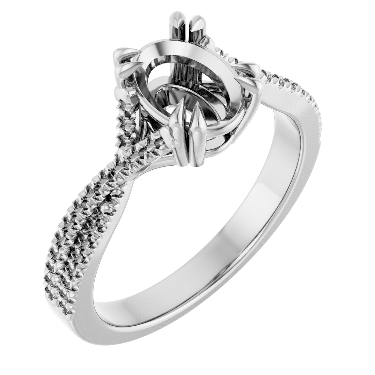 Double Claw-Prong Solitaire Criss-Cross Engagement Ring