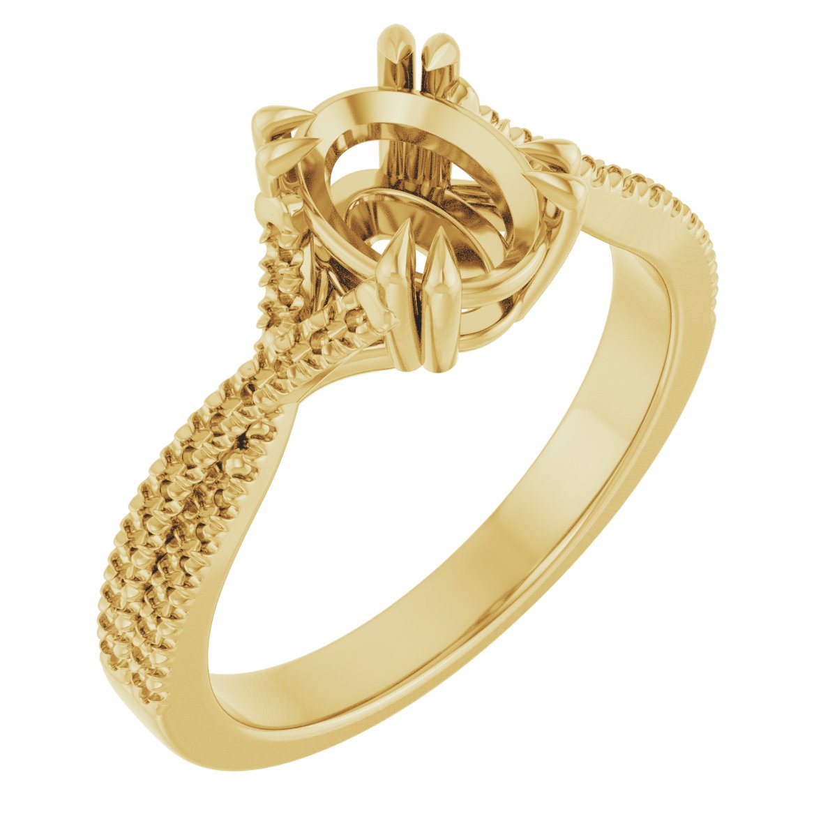 Double Claw-Prong Solitaire Criss-Cross Engagement Ring