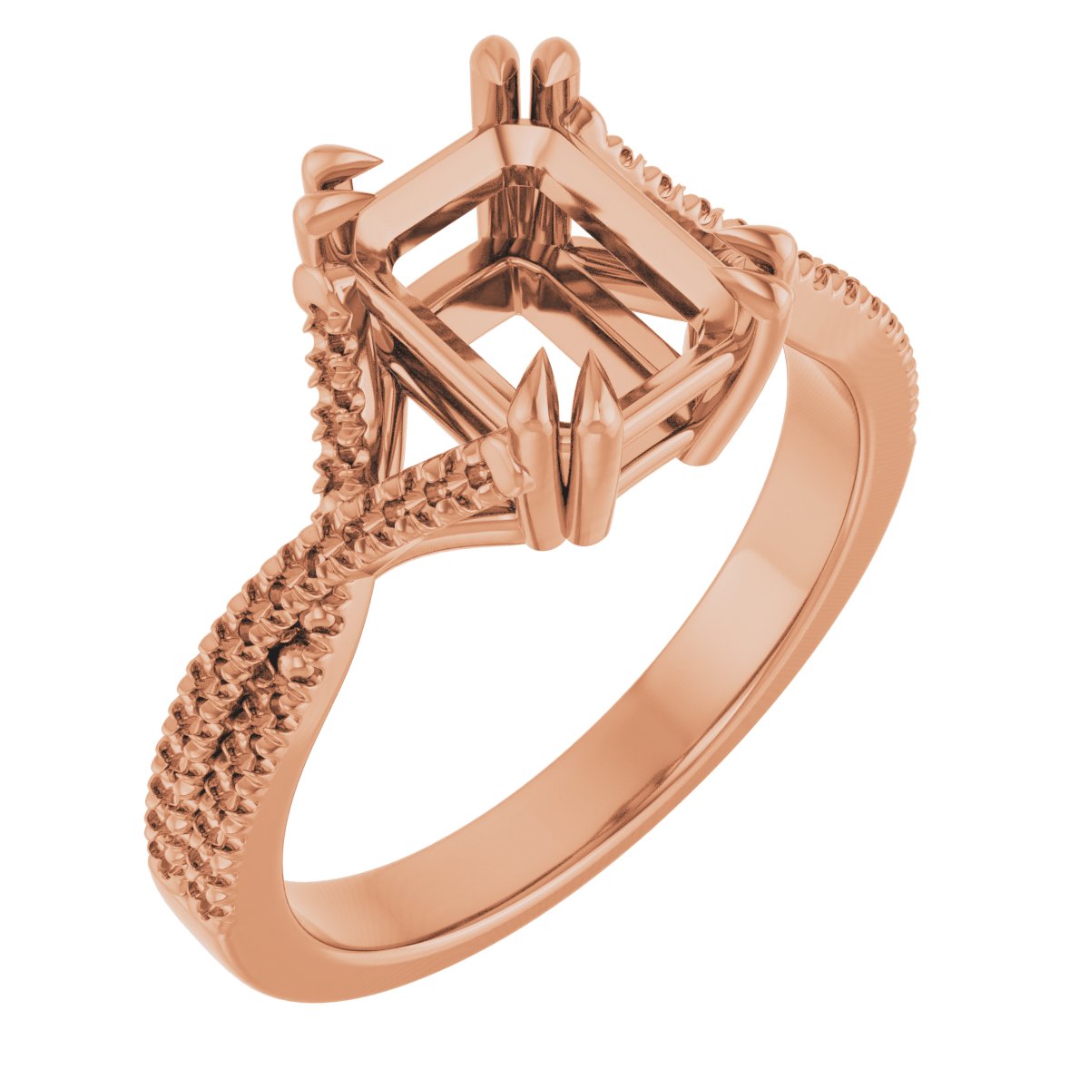 Double Claw-Prong Solitaire Criss-Cross Engagement Ring