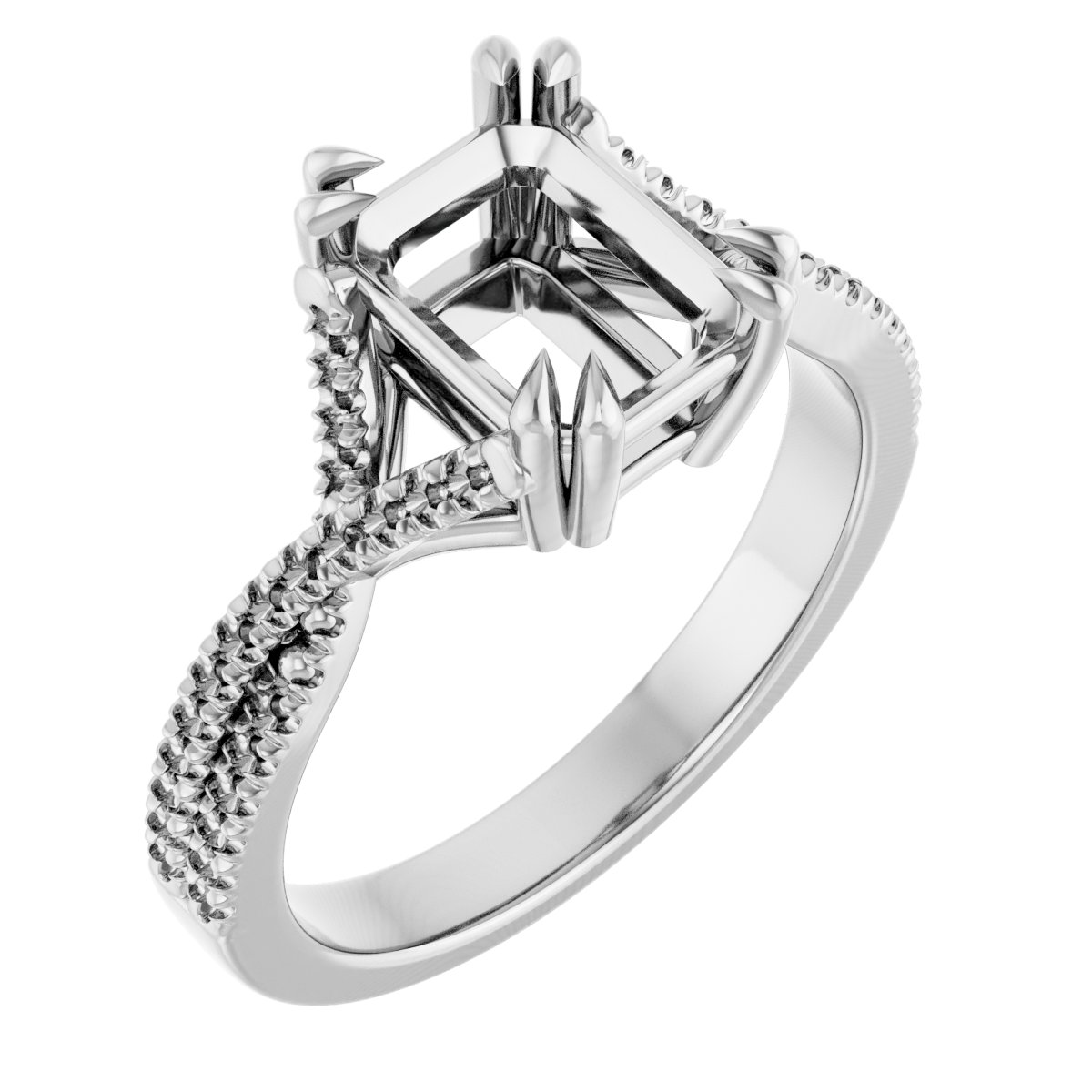 Double Claw-Prong Solitaire Criss-Cross Engagement Ring