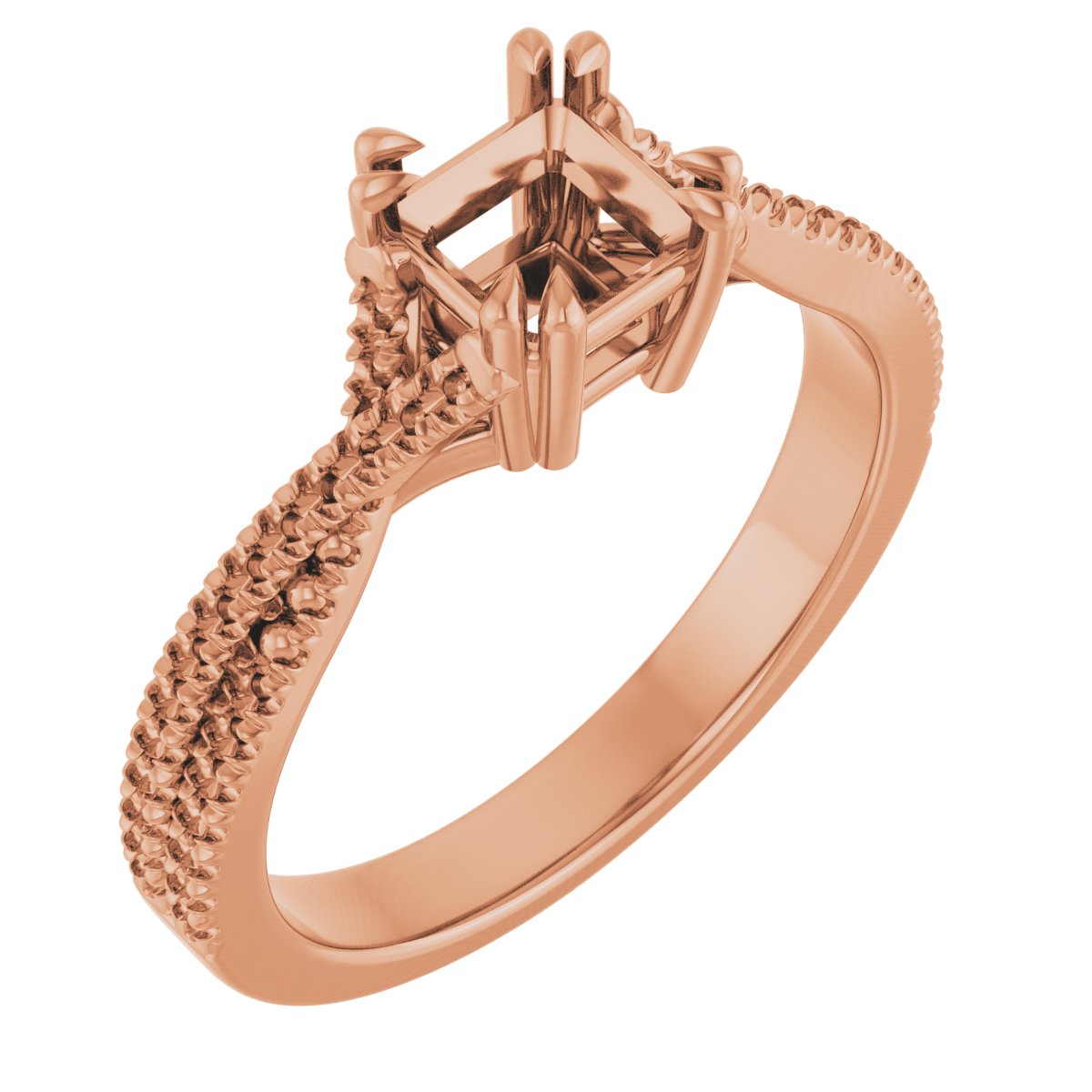 Double Claw-Prong Solitaire Criss-Cross Engagement Ring