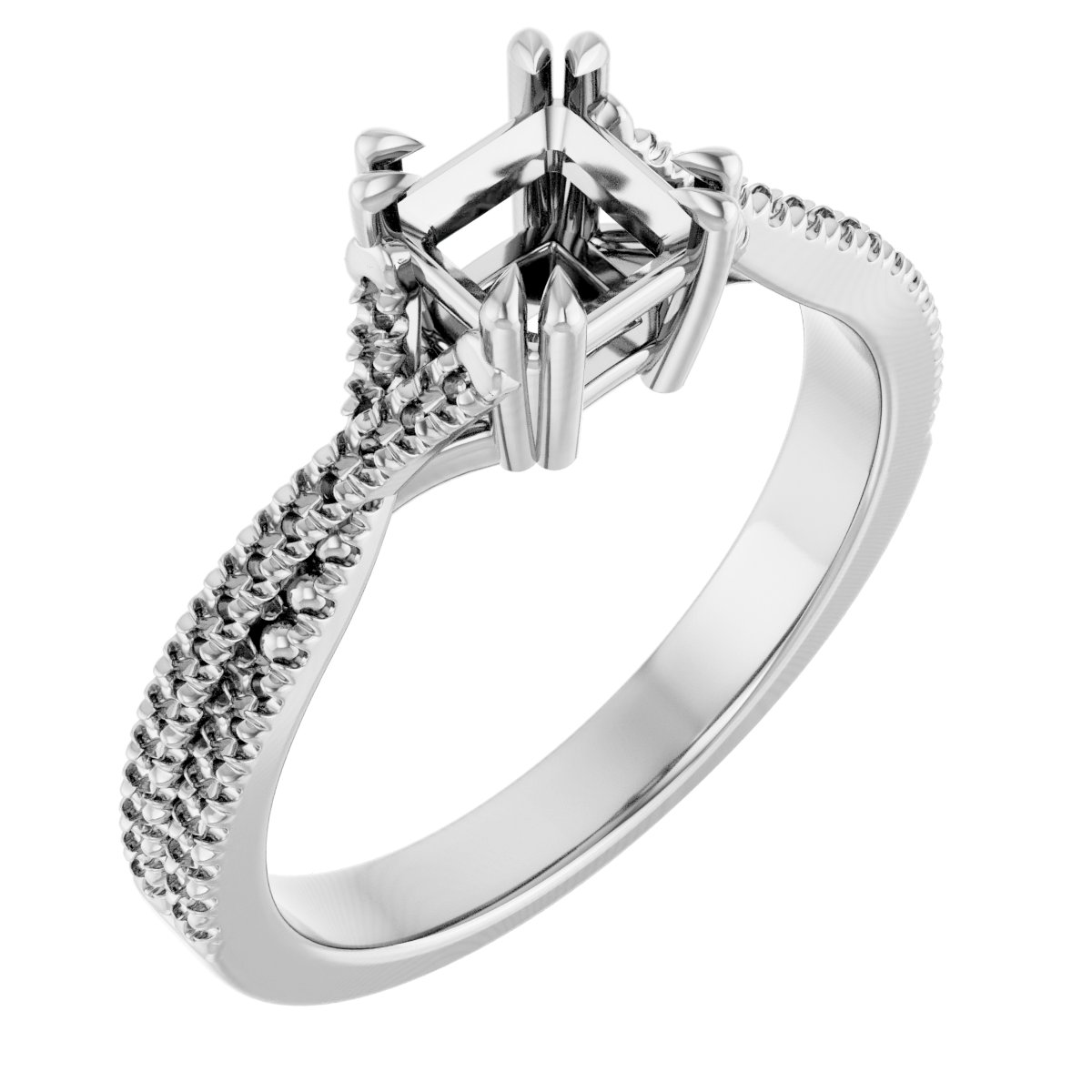 Double Claw-Prong Solitaire Criss-Cross Engagement Ring
