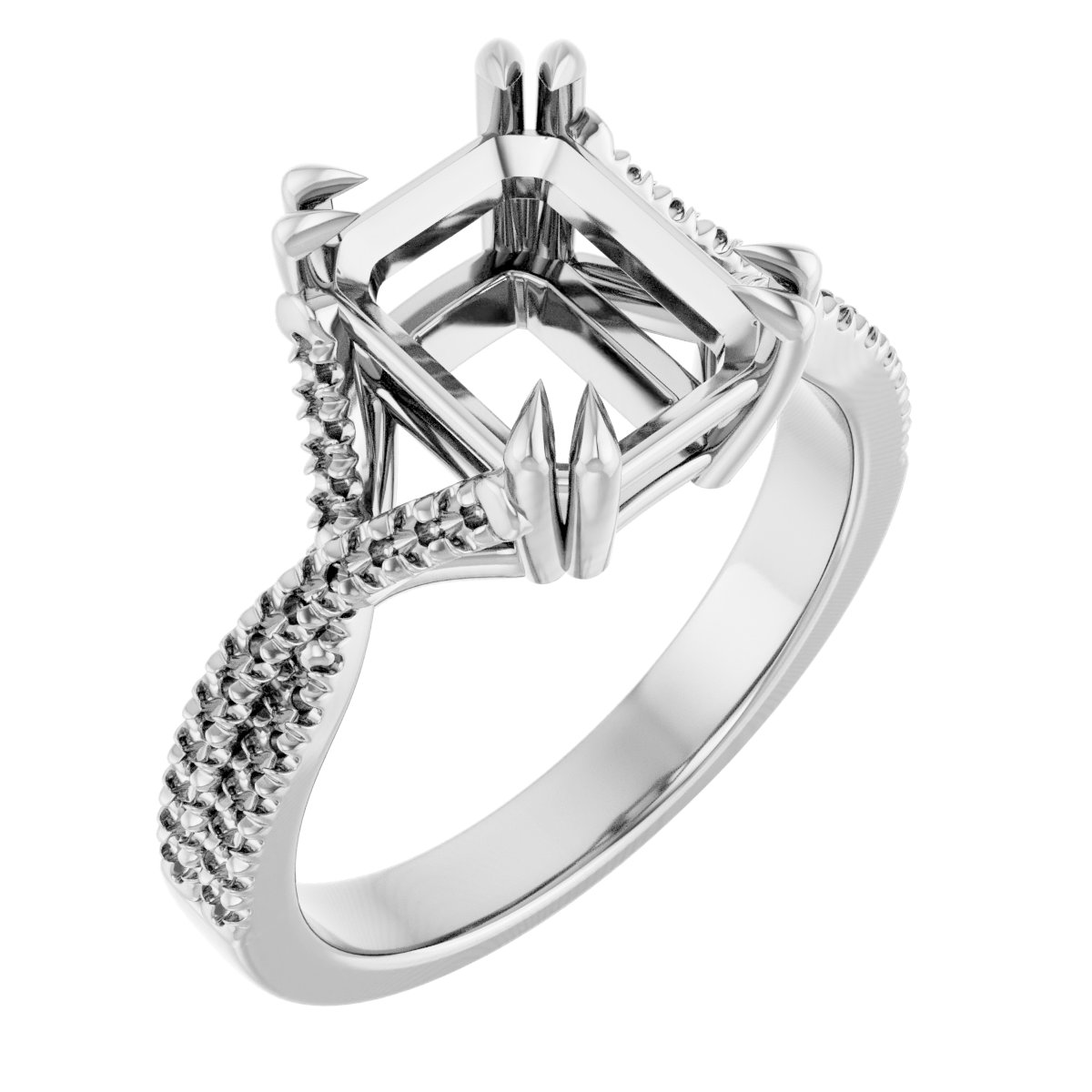 Double Claw-Prong Solitaire Criss-Cross Engagement Ring
