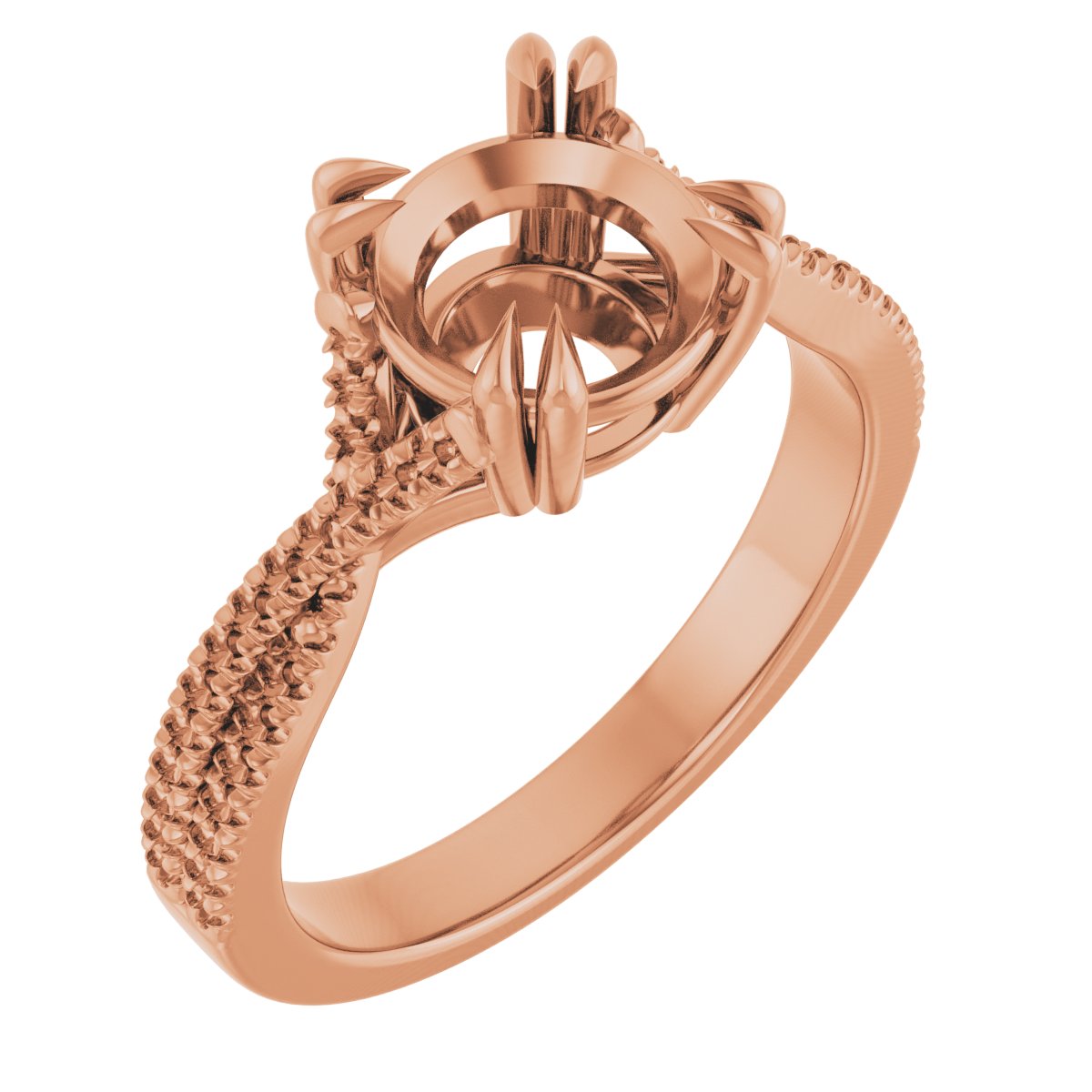 Double Claw-Prong Solitaire Criss-Cross Engagement Ring