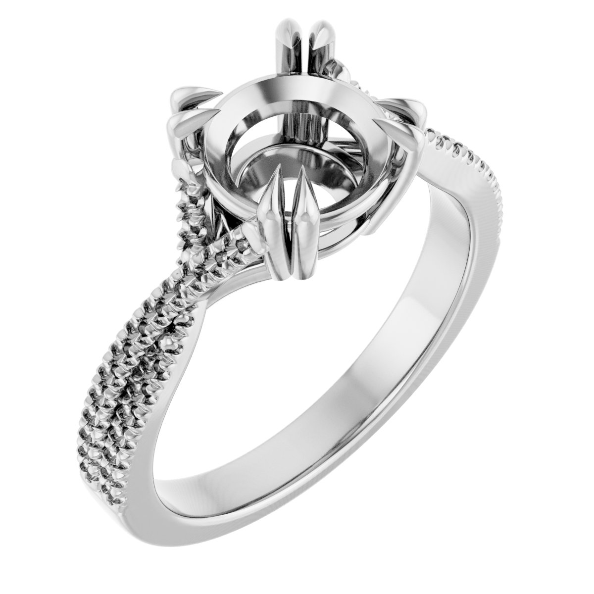 Double Claw-Prong Solitaire Criss-Cross Engagement Ring