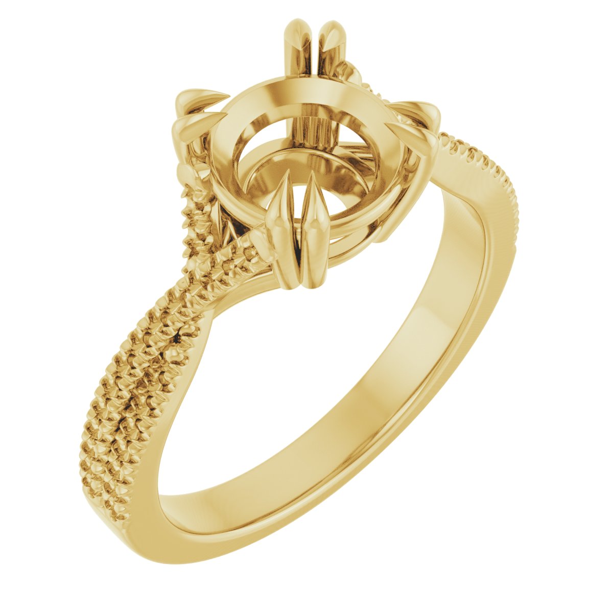 Double Claw-Prong Solitaire Criss-Cross Engagement Ring