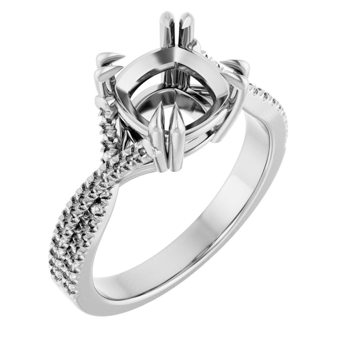 Double Claw-Prong Solitaire Criss-Cross Engagement Ring