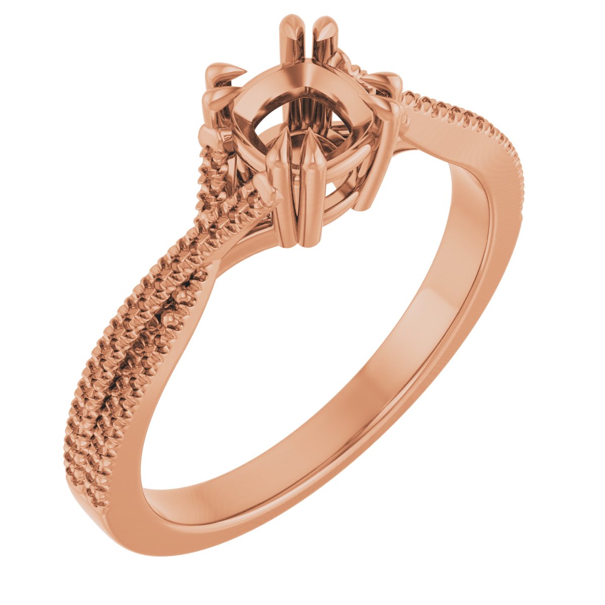 Double Claw-Prong Solitaire Criss-Cross Engagement Ring