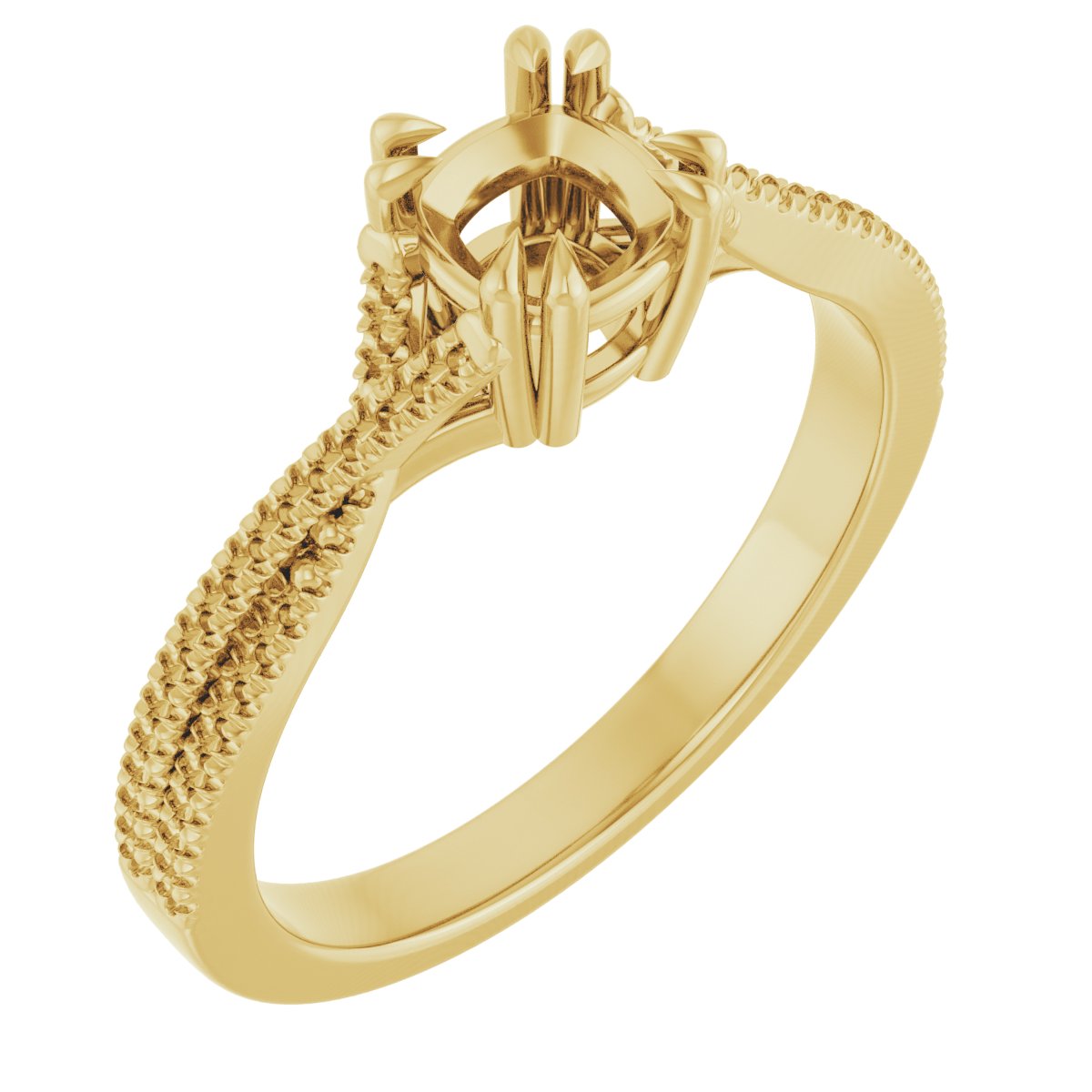 Double Claw-Prong Solitaire Criss-Cross Engagement Ring