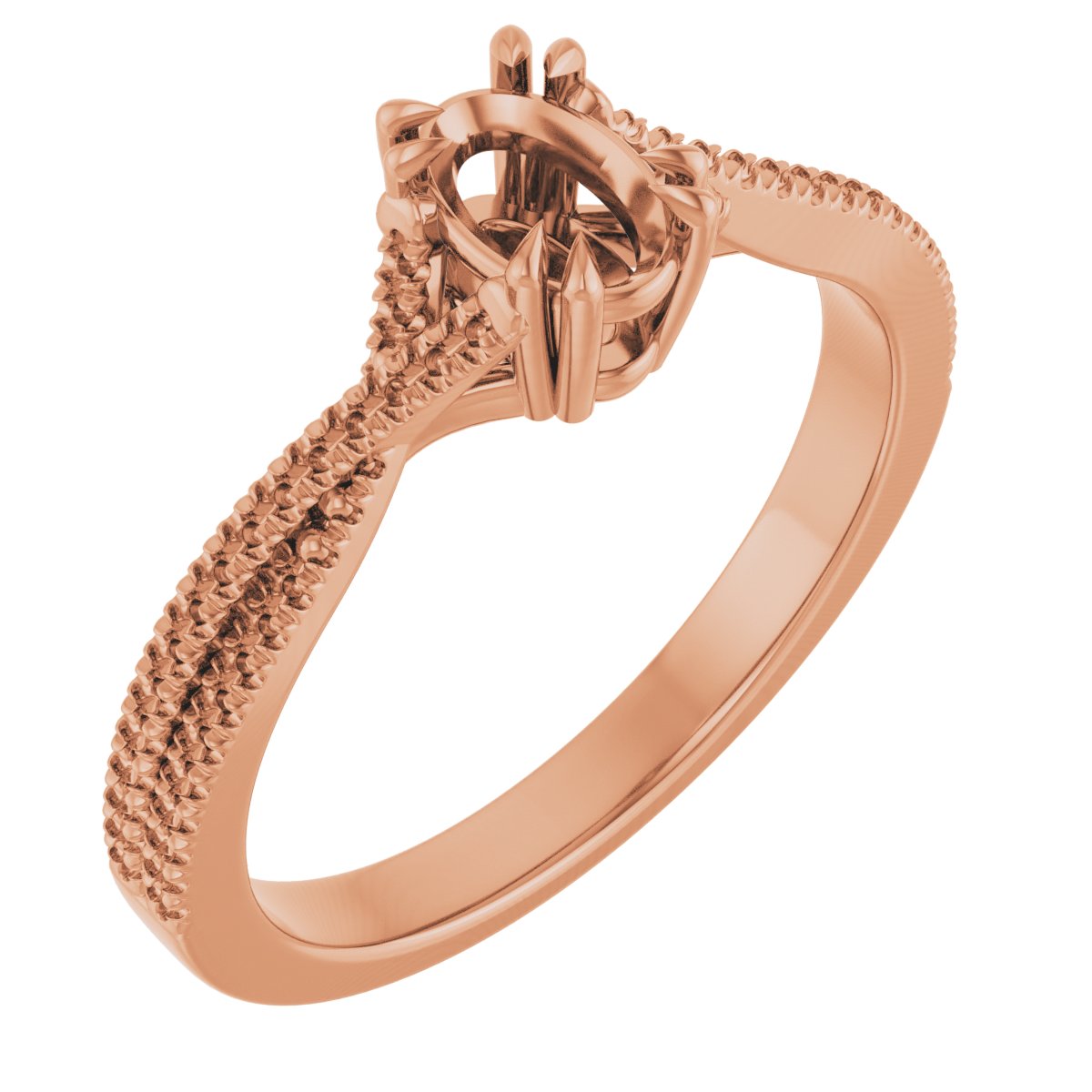 Double Claw-Prong Solitaire Criss-Cross Engagement Ring