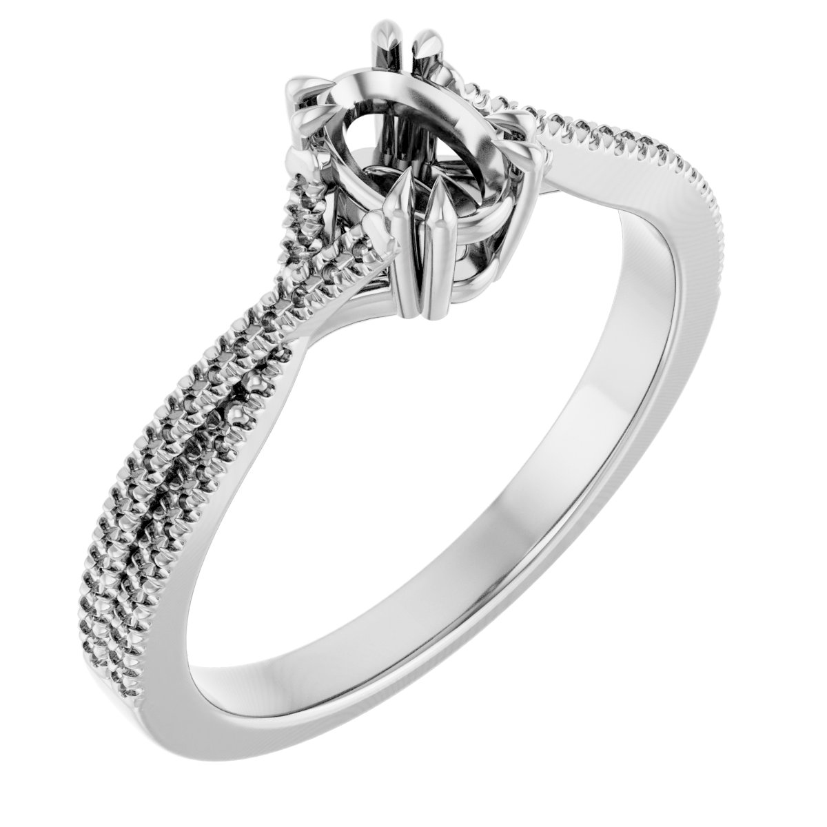Double Claw-Prong Solitaire Criss-Cross Engagement Ring