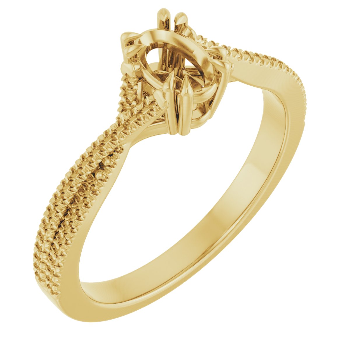 Double Claw-Prong Solitaire Criss-Cross Engagement Ring