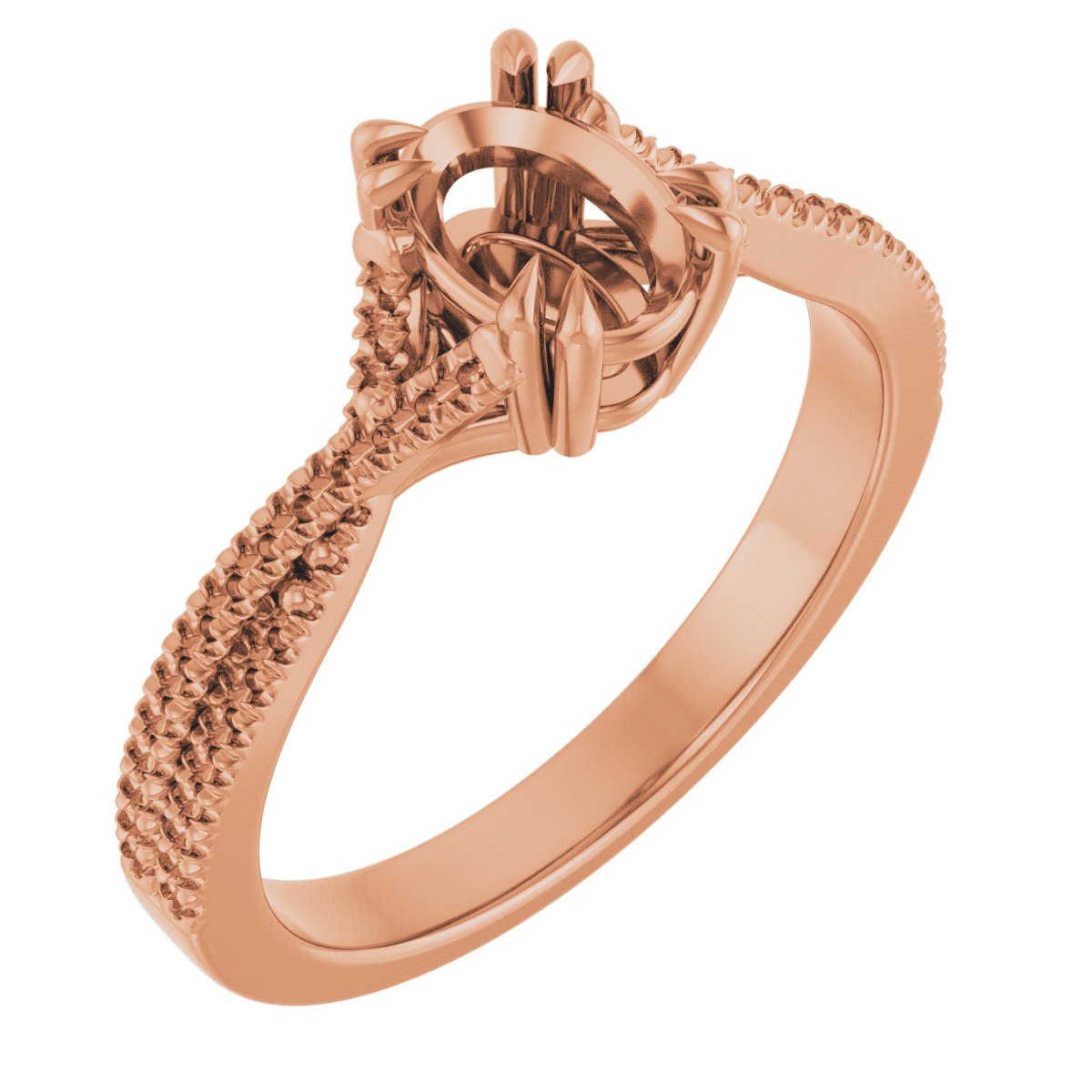 Double Claw-Prong Solitaire Criss-Cross Engagement Ring