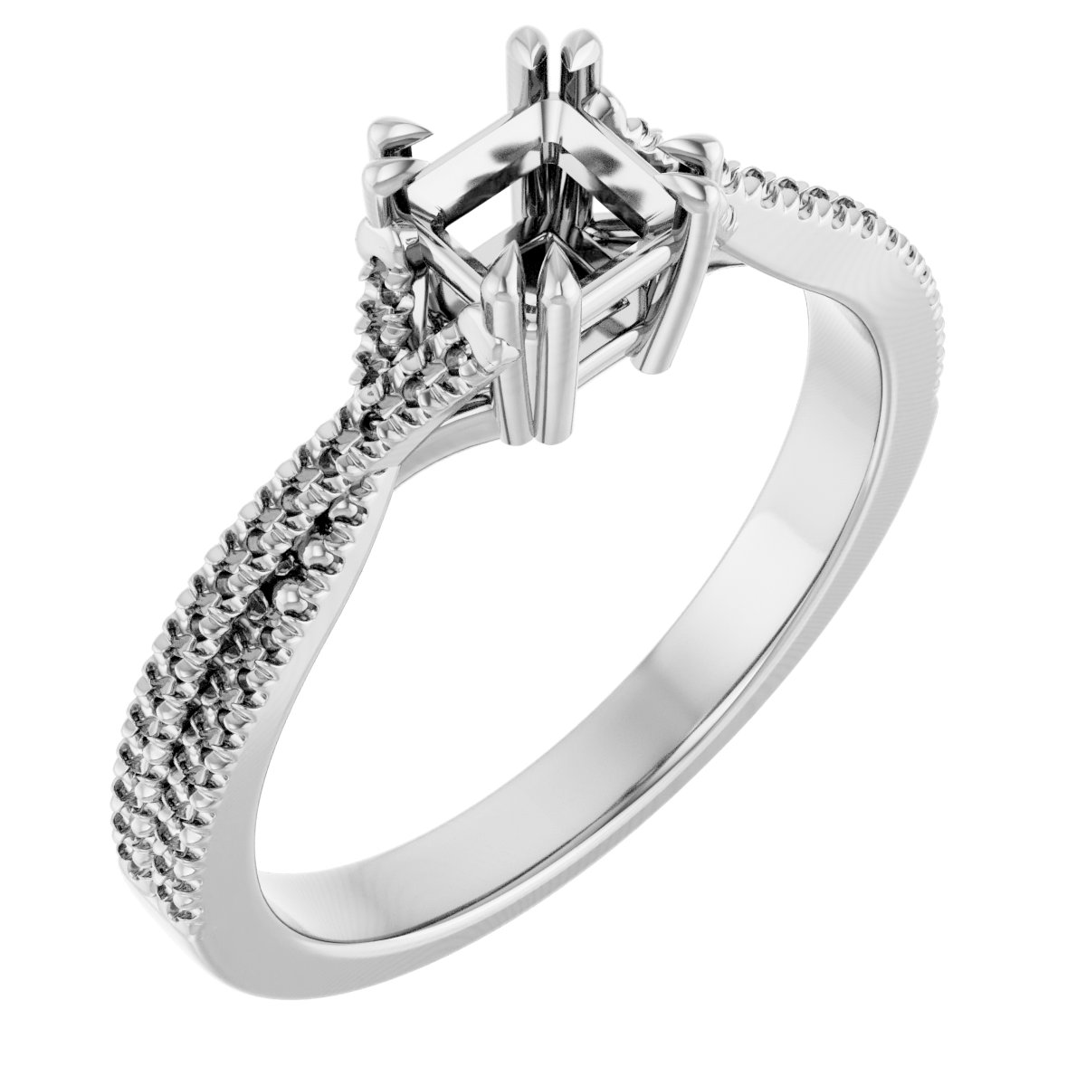 Double Claw-Prong Solitaire Criss-Cross Engagement Ring