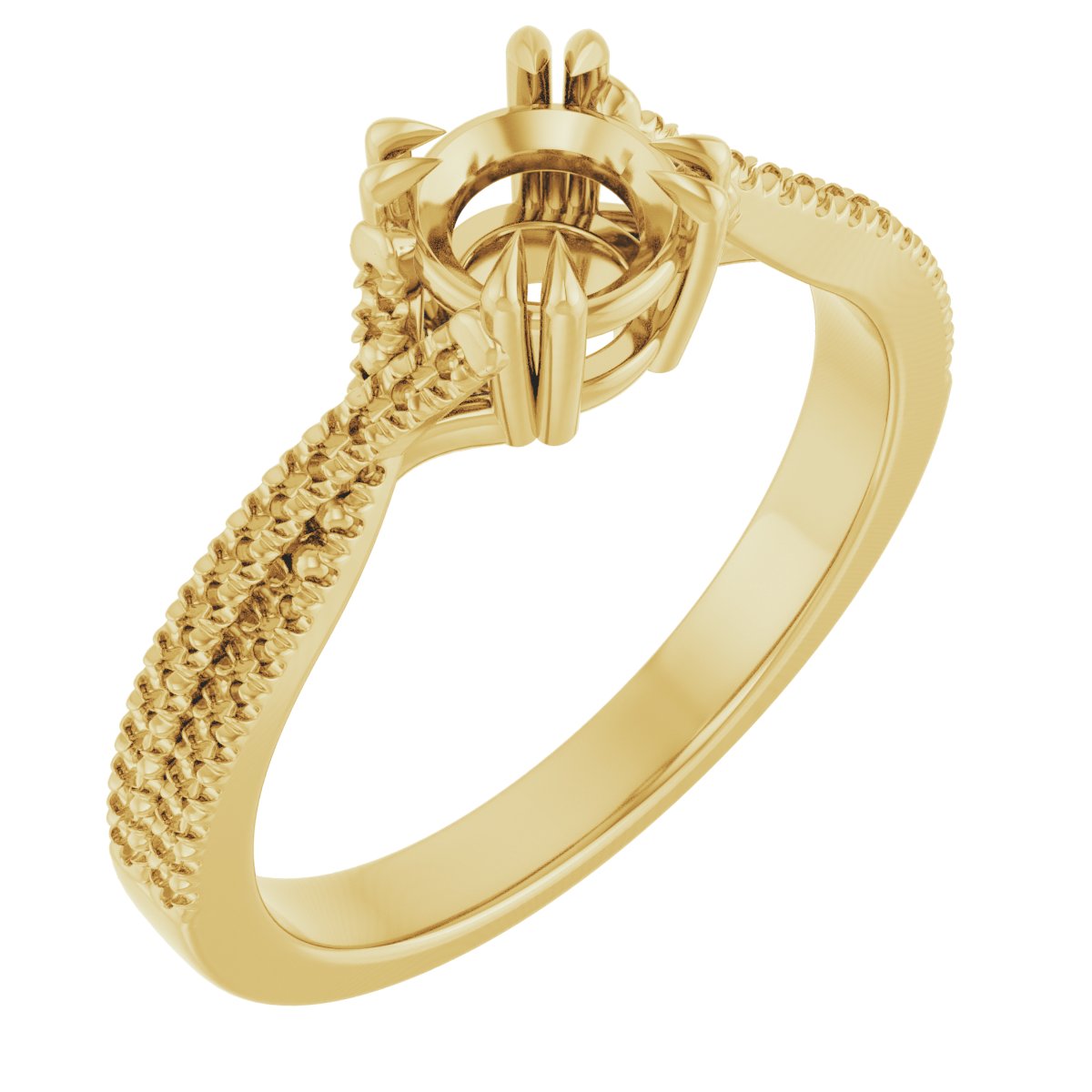 Double Claw-Prong Solitaire Criss-Cross Engagement Ring