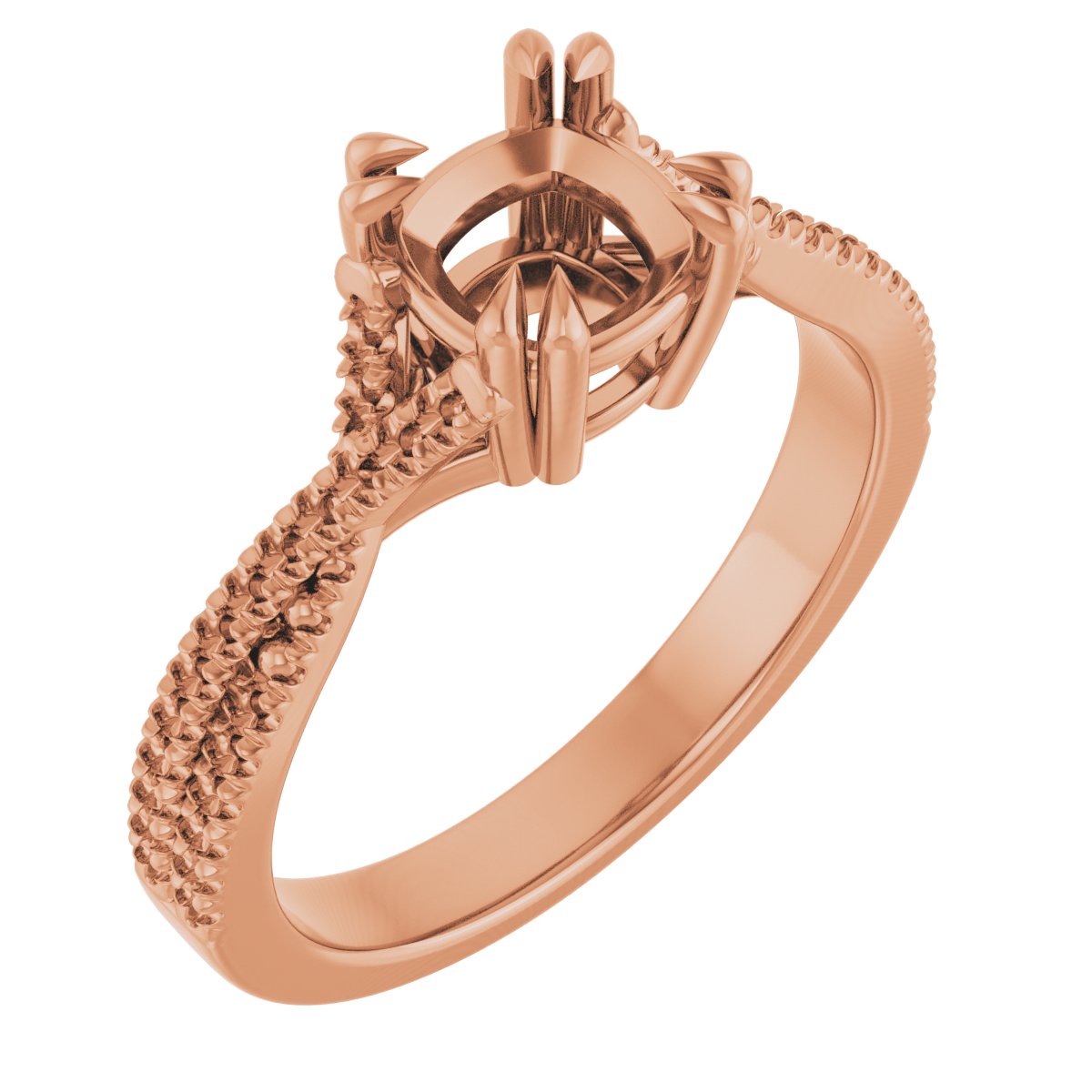 Double Claw-Prong Solitaire Criss-Cross Engagement Ring