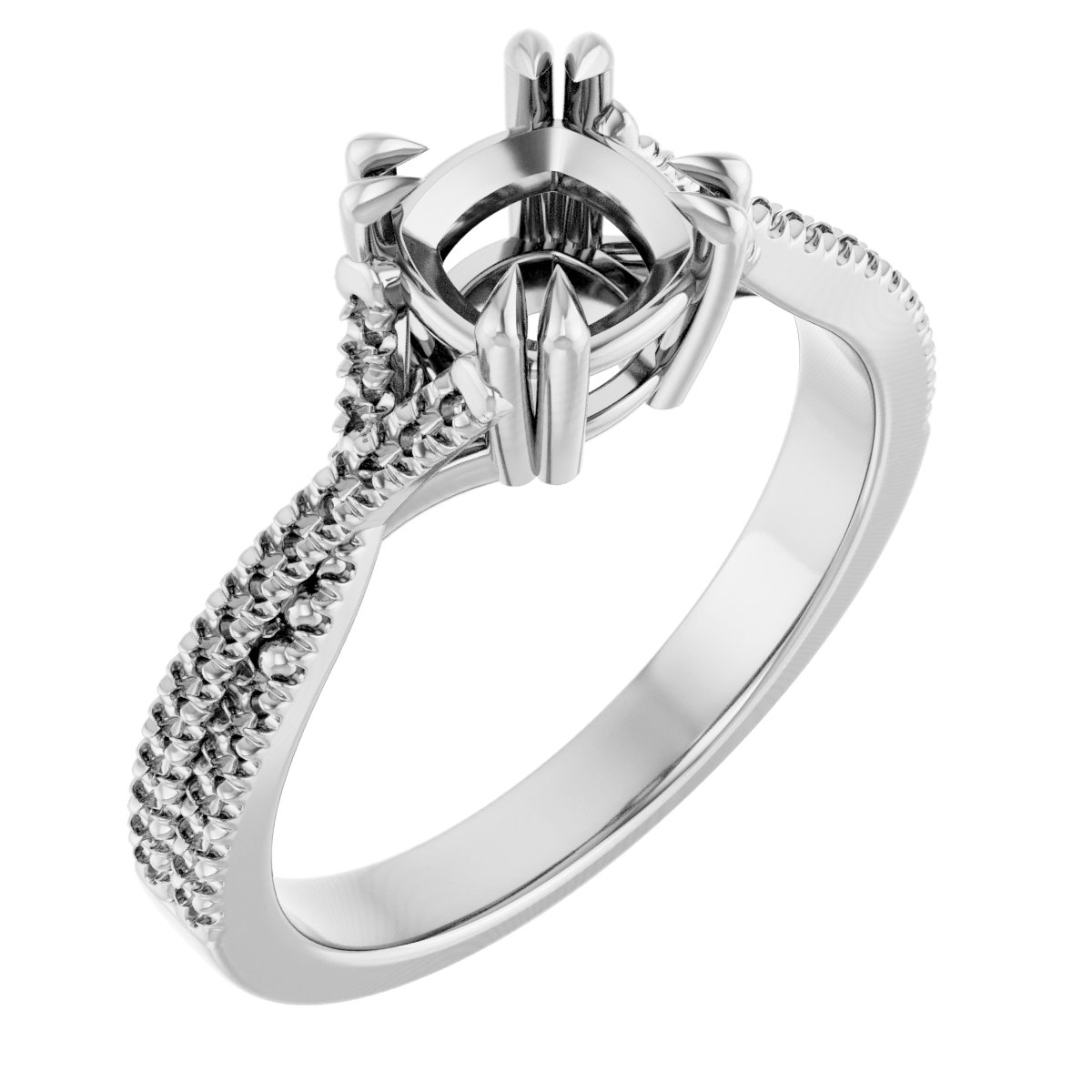 Double Claw-Prong Solitaire Criss-Cross Engagement Ring