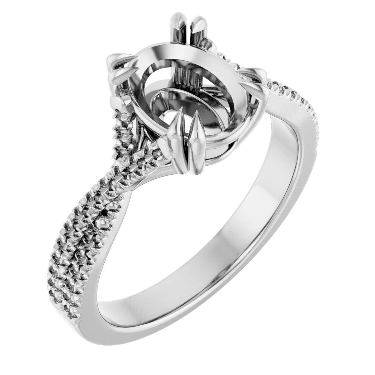Double Claw-Prong Solitaire Criss-Cross Engagement Ring