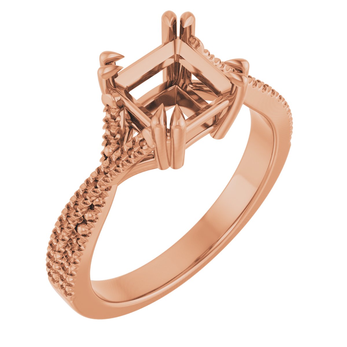 Double Claw-Prong Solitaire Criss-Cross Engagement Ring
