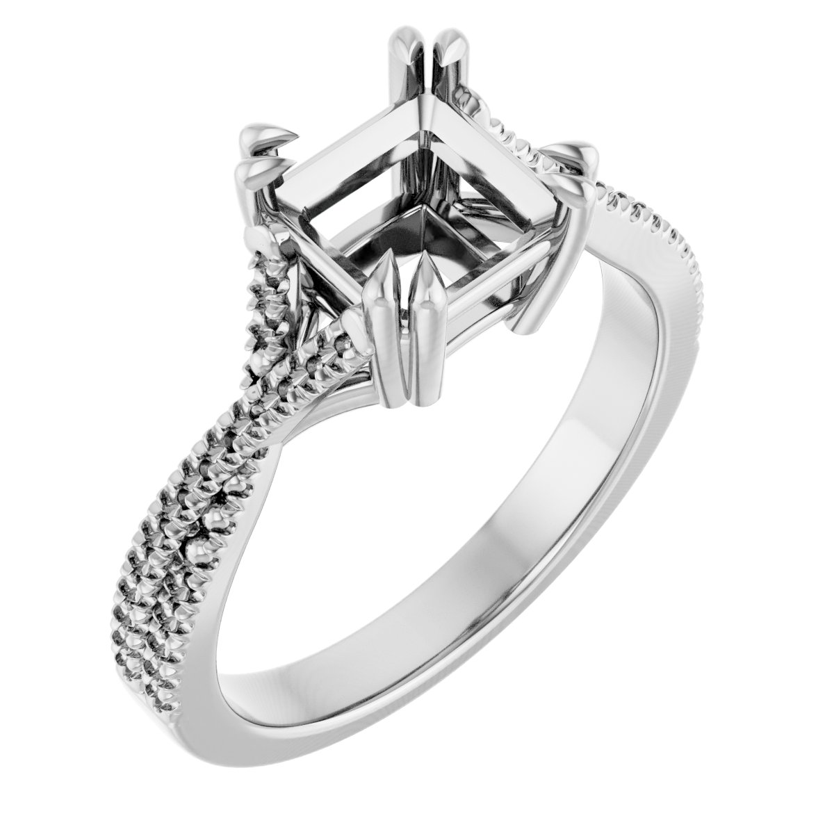 Double Claw-Prong Solitaire Criss-Cross Engagement Ring