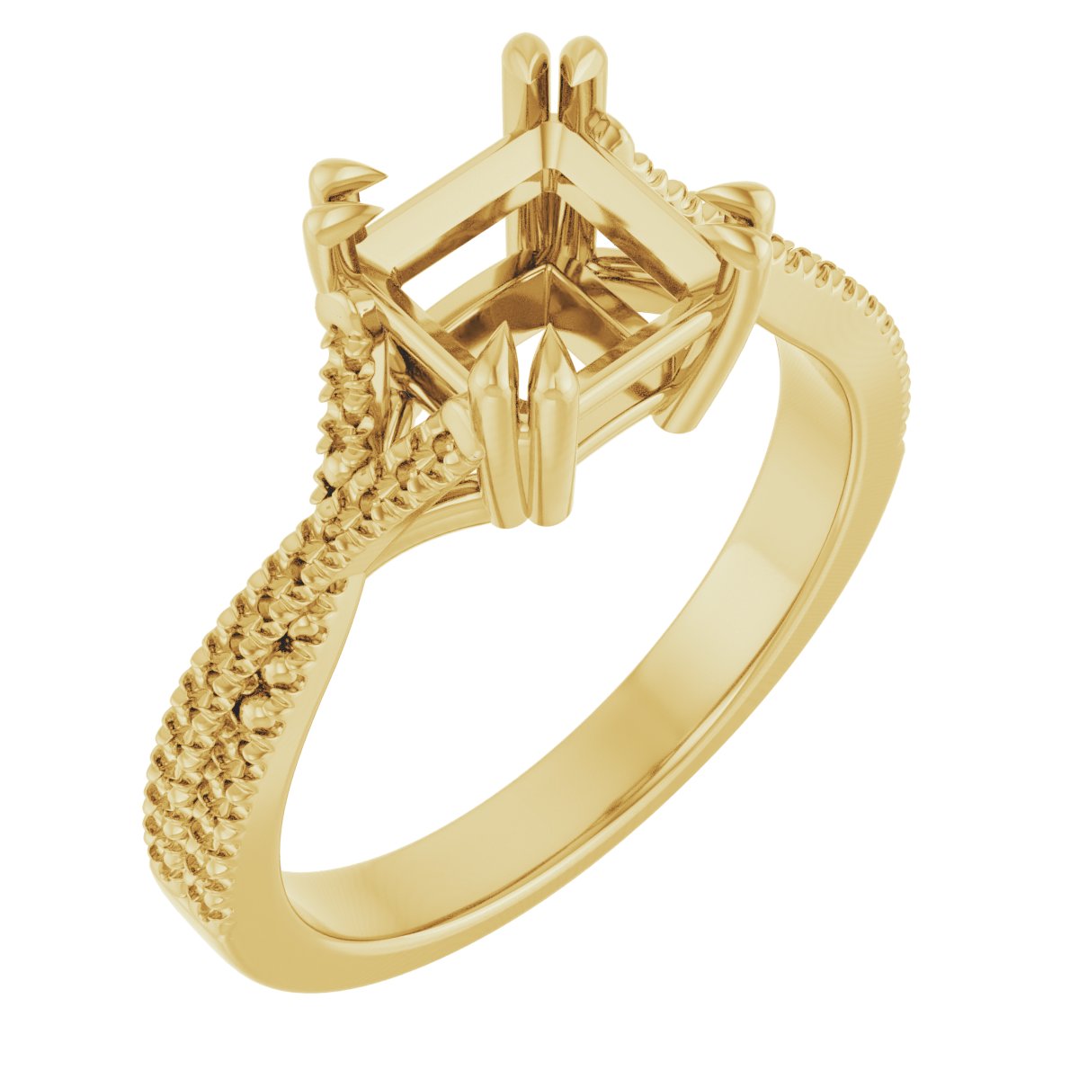 Double Claw-Prong Solitaire Criss-Cross Engagement Ring