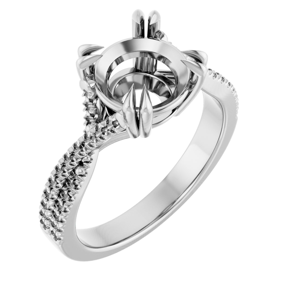 Double Claw-Prong Solitaire Criss-Cross Engagement Ring