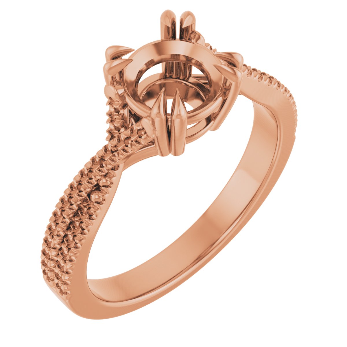Double Claw-Prong Solitaire Criss-Cross Engagement Ring