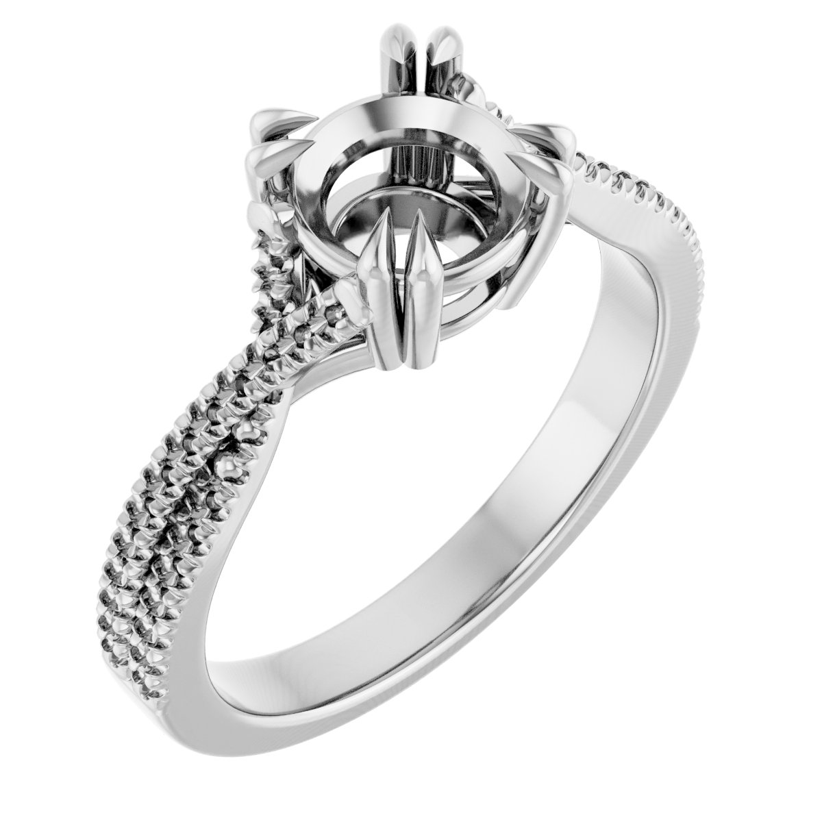 Double Claw-Prong Solitaire Criss-Cross Engagement Ring