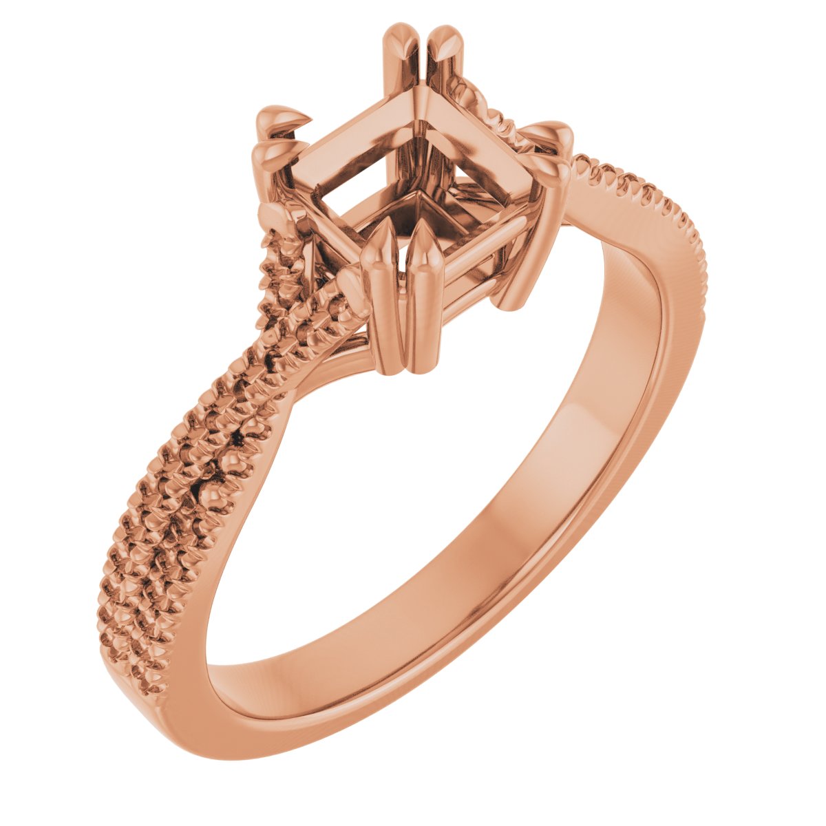 Double Claw-Prong Solitaire Criss-Cross Engagement Ring