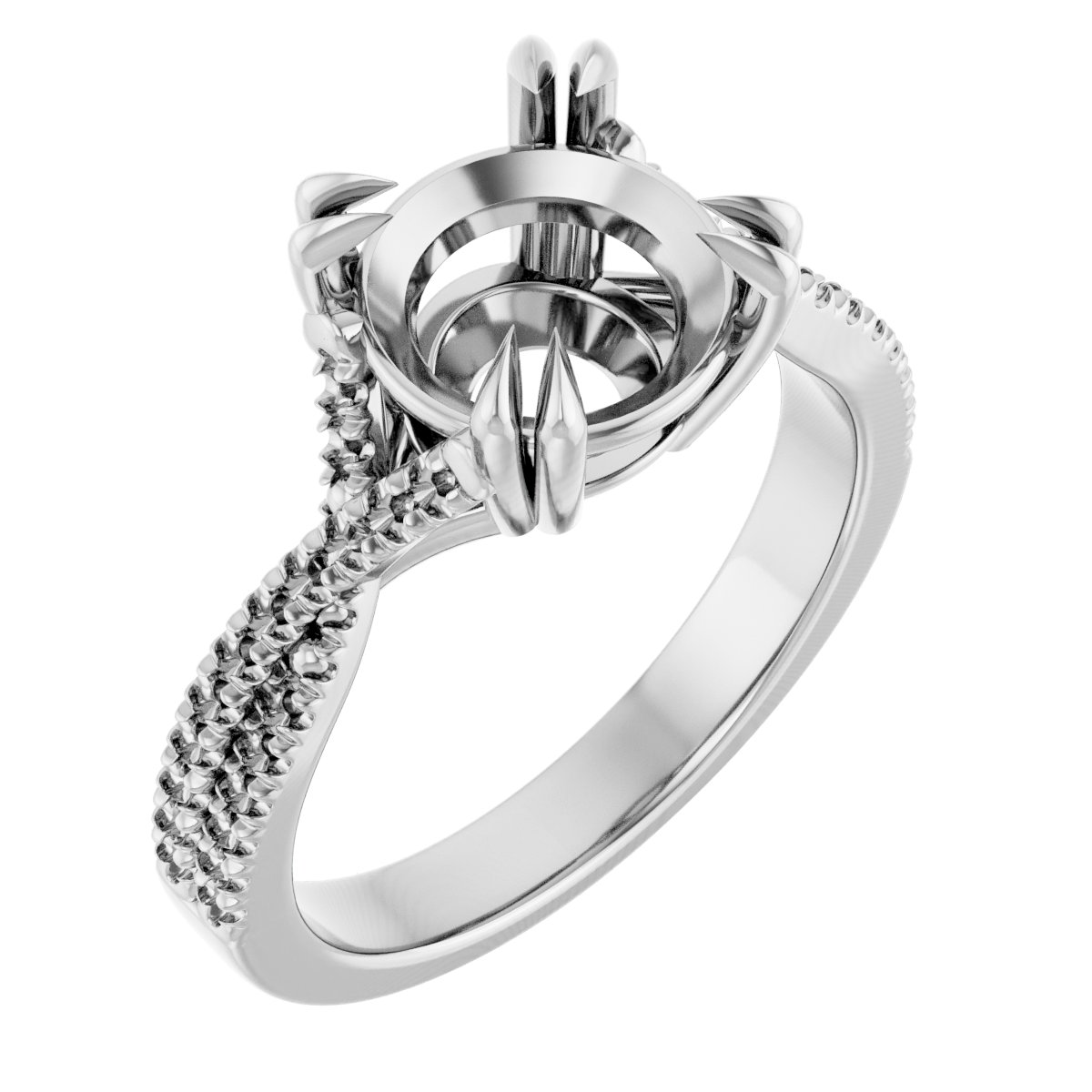 Double Claw-Prong Solitaire Criss-Cross Engagement Ring