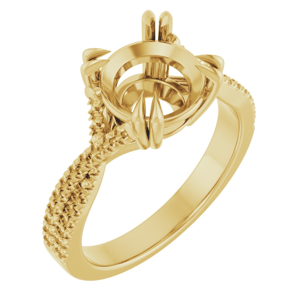 Double Claw-Prong Solitaire Criss-Cross Engagement Ring