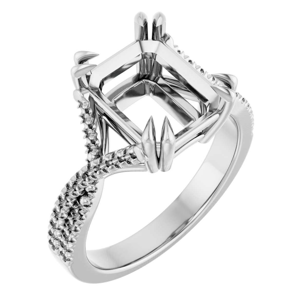 Double Claw-Prong Solitaire Criss-Cross Engagement Ring